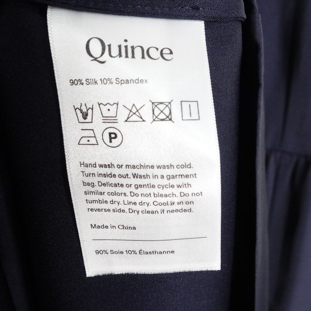 New Quince Silk Tiered Maxi Dress Women’s Small Navy Blue Maxi 4655 - Picture 9 of 11